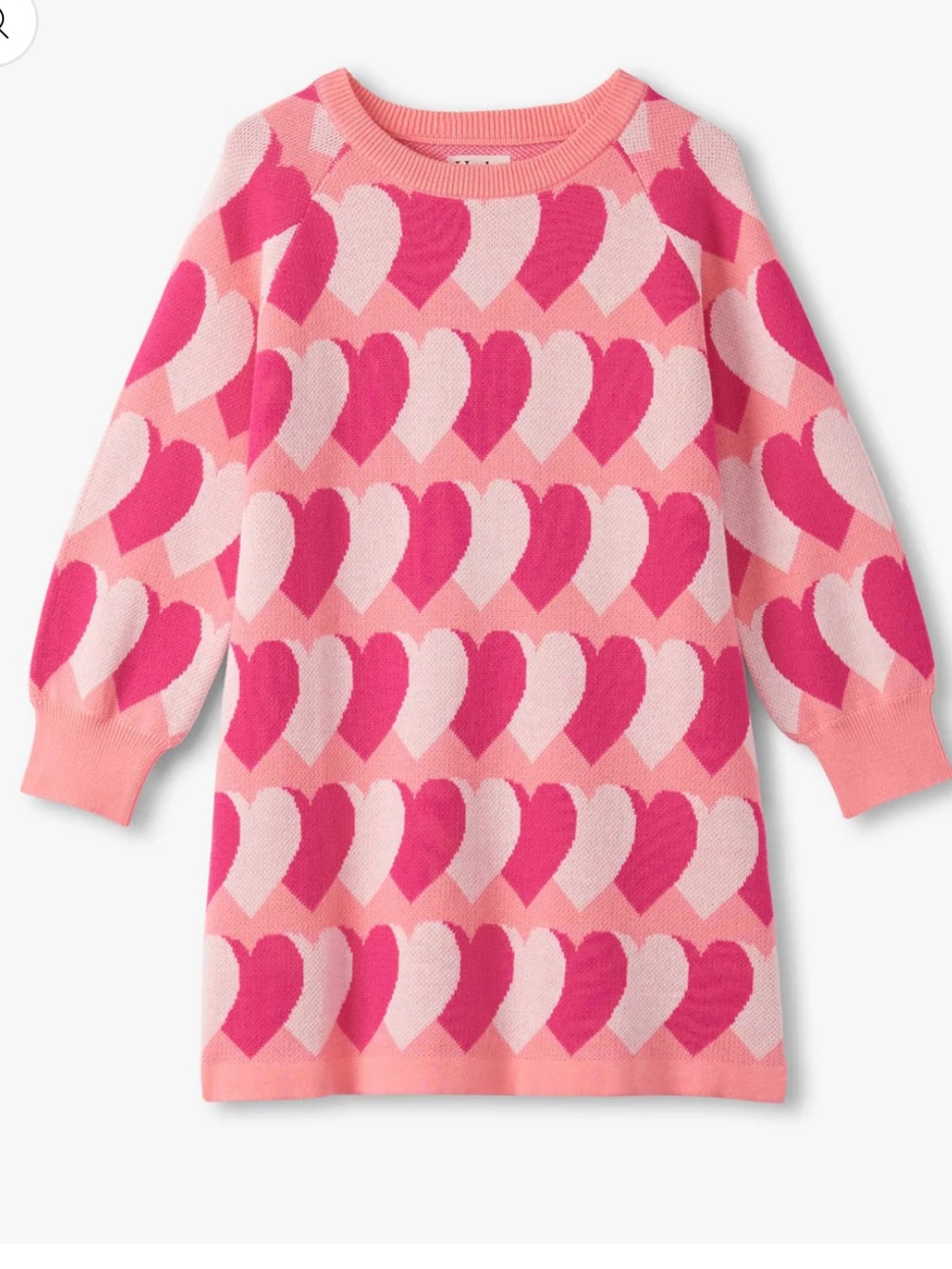 Hatley Pink Heart Pattern Knit Dress for Kids, Size 5